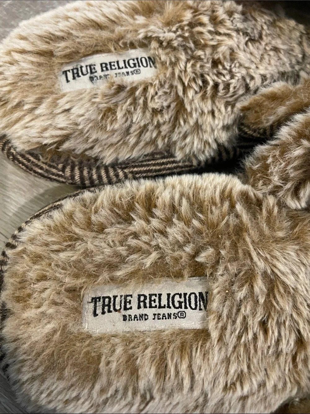True Religion Brown Herringbone Slip-On Loafers